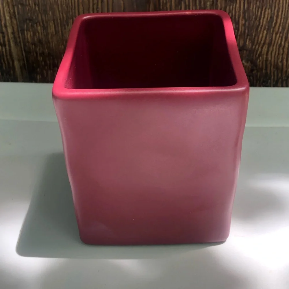 Rae Dunn burgundy ceramic container  